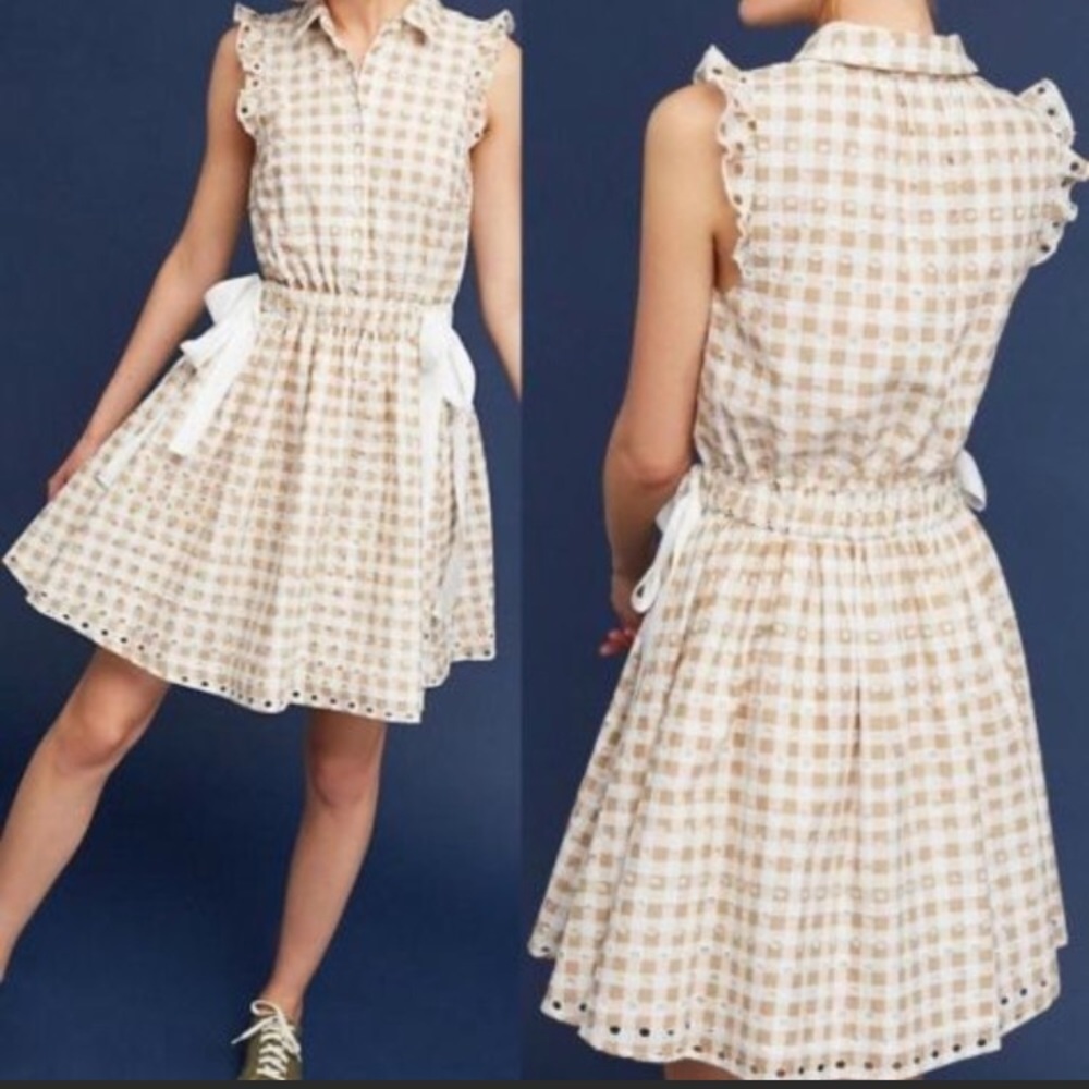 Anthropologie Shoshanna Gingham Double-Tie Dress